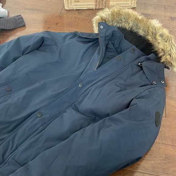 Buffalo David Bitton mens Bomber With Faux Fur Trim Hood. NEW - Picture 2 of 5